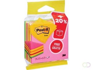 Post-it Notes kubus ft 76 mm x 76 mm, Neon, blok van 325 + 65 vel gratis, op blister