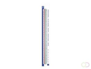 Staedtler Mars® 561-reductieschaalliniaal. schalen: 1:20. 1:25. 1:50. 1:75. 1:100. 1:125. kleurgecodeerd. 30 cm