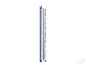 Staedtler Mars® 561-reductieschaalliniaal. schalen: 1:100. 1:200. 1:250. 1:300. 1:400. 1:500. kleurgecodeerd. 30 cm