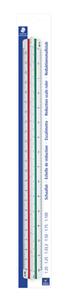 Staedtler Mars® 561-reductieschaalliniaal. schalen: 1:20. 1:25. 1:33. 1:50. 1:75. 1:100. kleurgecodeerd. 30 cm