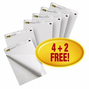 Post-it® Flipoverpapier zelfklevend - Meeting Chart - Value Pack 63.5 x 77.5 cm. 30 vellen per blok (pak 6 blokken)