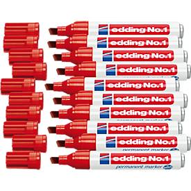 Edding Permanentmarker No1 rot 1-5mm Keilspitze 10 Stück