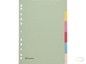 Pergamy tabbladen ft A4, 11-gaatsperforatie, karton, geassorteerde pastelkleuren, 6 tabs