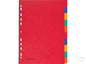 Pergamy tabbladen ft A4, 11-gaatsperforatie, stevig karton, geassorteerde kleuren, 10 tabs