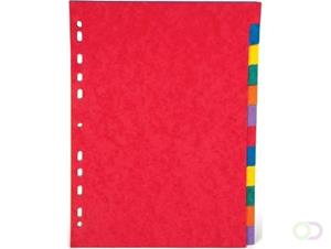 Pergamy tabbladen ft A4, 11-gaatsperforatie, stevig karton, geassorteerde kleuren, 12 tabs