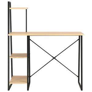 VidaXL Bureau met schappen 102x50x117 cm zwart en eikenkleurig