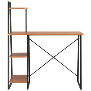 VidaXL Bureau met schappen 102x50x117 cm zwart en bruin