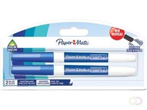 Paper Mate whiteboardmarker met fijne punt, blister van 2 stuks, blauw