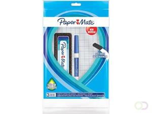 Paper Mate whiteboardmarker met fijne punt, set van 3 stuks, blauw