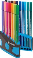 Stabilo viltstift Pen 68 ColorParade, blauw en grijze doos, 20 stuks