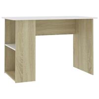 vidaXL Bureau 110x60x73 cm bewerkt hout wit en sonoma eikenkleurig