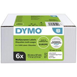 dymo Rol met etiketten 2093094 2093094 57 x 32 mm Papier Wit 6000 stuk(s) Permanent Universele etiketten