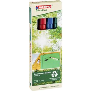 edding Permanent marker e-25 EcoLine Zwart, Rood, Blauw, Groen Watervast: Ja 4-25-4