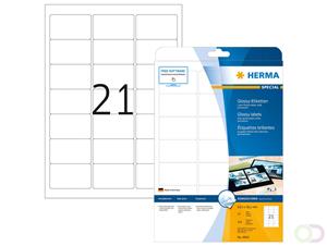 Herma 4904 Etiketten (A4) 63.5 x 38.1 mm Papier, glanzend Wit 525 stuk(s) Permanent Universele etiketten