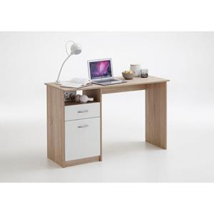 FMD Bureau met 1 lade 123x50x76,5 cm eikenkleurig en wit