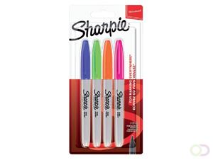 Sharpie permanent marker, fijne punt, blister van 4 stuks, geassorteerde kleuren