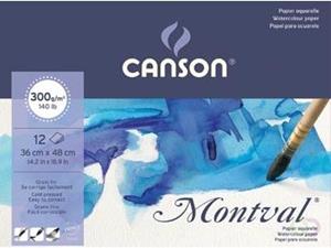 Montval aquarelpapier, wit met fijne korrel 300 g/m², ft 36 x 48 cm, blok met 12 vellen