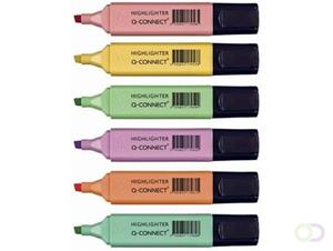 Q-Connect markeerstift pastel, geassorteerde kleuren, pak van 6 stuks