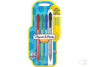 Paper Mate balpen InkJoy 100 RT, blister met 4 stuks in geassorteerde kleuren