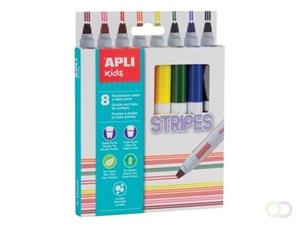 Apli Kids viltstift Stripes, blister met 8 stuks