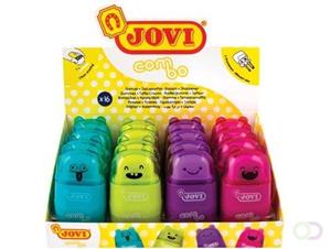 Jovi potloodslijper/gum Combo, display van 16 stuks in geassorteerde kleuren