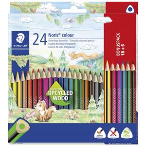 Staedtler Noris colour Dreikant-Buntstifte, 18&6 Farben