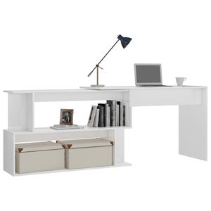 vidaXL Hoekbureau 200x50x76 cm spaanplaat hoogglans wit