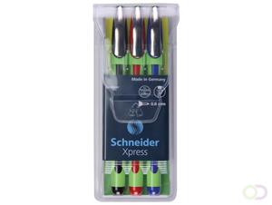 Schneider fineliner  Xpress 0,8mm etui 1x zwart, 1x rood, 1x blauw