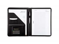 schrijfmap Alassio Mares A4 kunstleer zwart notablok rekenmachine 33x26x2,5cm
