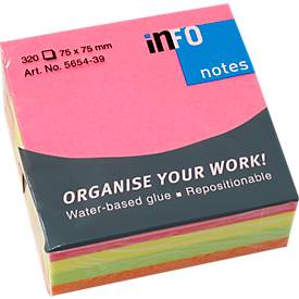 Info Notes 75x75mm assorti brilliant blok a 320 vel