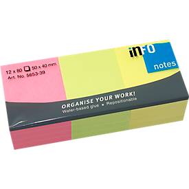 Info Notes 50x40mm assorti brilliant pak a 12 blok