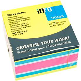 Info Notes 75x75mm assorti Brilliant blok a 450 vel