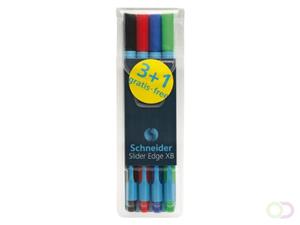 Schneider balpen  Slider Edge etui a 4 stuks basic kleuren