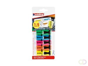 Edding mini markeerstift 7, blister met 5 stuks (4 + 1 gratis) geassorteerde kleuren