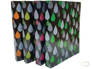 Bronyl ringmap Drops, voor ft A4, uit PP, ringen van 25 mm, geassorteerde kleuren