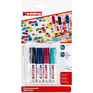 Edding permanent marker mini etui van 4 stuks in geassorteerde kleuren