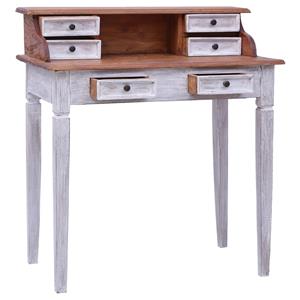 vidaXL Schreibtisch mit Schubladen 90×50×101 cm Massivholz Altholz Weiß