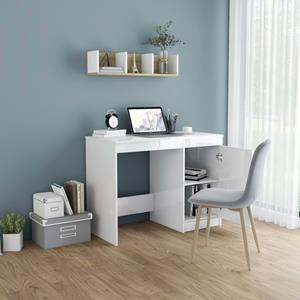 vidaXL Bureau 100x50x76 cm spaanplaat hoogglans wit