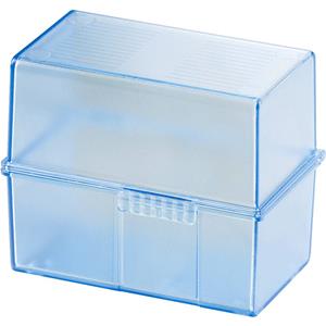 han DIN A8 979-64 Kaartenbox Doorschijnend, Blauw Aantal kaarten (max.): 200 kaarten DIN A8 liggend Incl. 100 gelinieerd