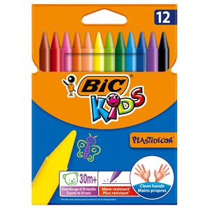 BIC KIDS Wachsmalkreide Plastidecor, 12er Kartonetui