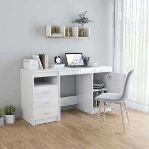 vidaXL Bureau 140x50x76 cm spaanplaat hoogglans wit