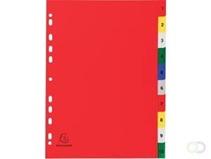 Exacompta tabbladen numeriek voor ft A4, uit PP 12/100e, 10 kleurtabs, met indexblad, wit