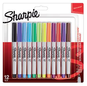 Sharpie permanente marker, extra fijn, blister van 12 stuks in geassorteerde kleuren