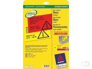 Avery afneembare neon etiketten ft 210 x 297 mm (b x h), doos van 25 blad, 25 stuks, neongeel