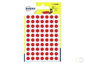 Avery PSA08R ronde markeringsetiketten, diameter 8 mm, blister van 490 stuks, rood