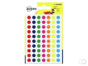 Avery PSA08MX ronde markeringsetiketten, diameter 8 mm, blister van 420 stuks, geassorteerde kleuren