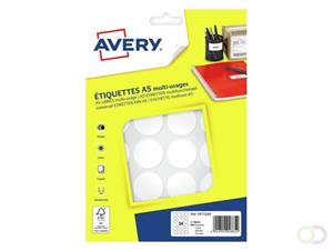 Avery PET30W ronde markeringsetiketten, diameter 30 mm, blister van 384 stuks, wit