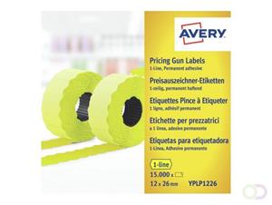 Avery YPLP1226 etiketten voor prijstang permanent, ft 12 x 26 mm, 15 000 etiketten, geel