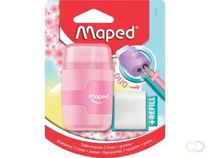 Maped potloodslijper + gom Connect Soft Touch, pastelkleur, op blister