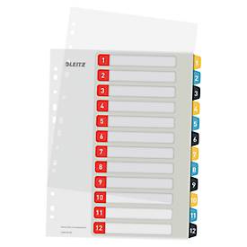 10 x Leitz Plastikregister Cosy 1-12 bedruckbar A4 PP 12 Blatt farbig